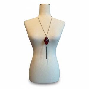 Lane Bryant Elegant Red Pendant Necklace with Silver Chain